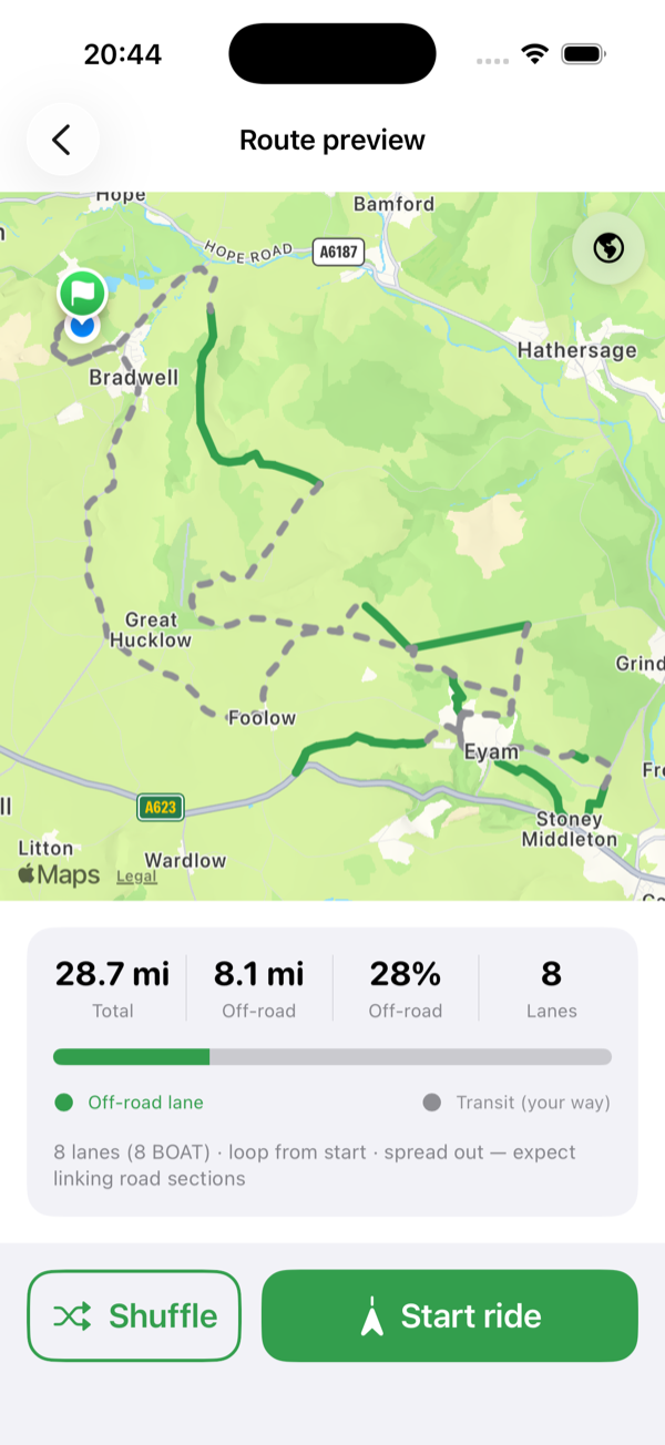 Route preview with map